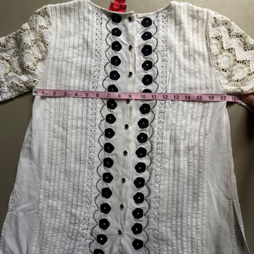 Anthropologie lace embroidered Top S Boho peasant Festival Cottagecore Romantic - Picture 12 of 13